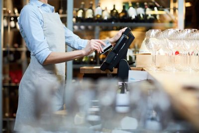 Woman selling wine